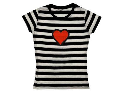 Dámské pruhované triko se srdcem - limitovaná edice EDA s láskou