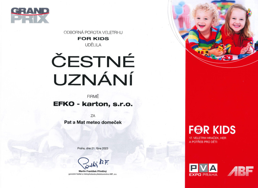 Ocenění odborné poroty veletrhu For Kids