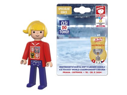 3064 igracek fanynka ms v hokeji 2024 cerveny dres figurka
