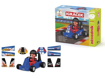 3196 igracek zavodnik figurka s modrou motokarou