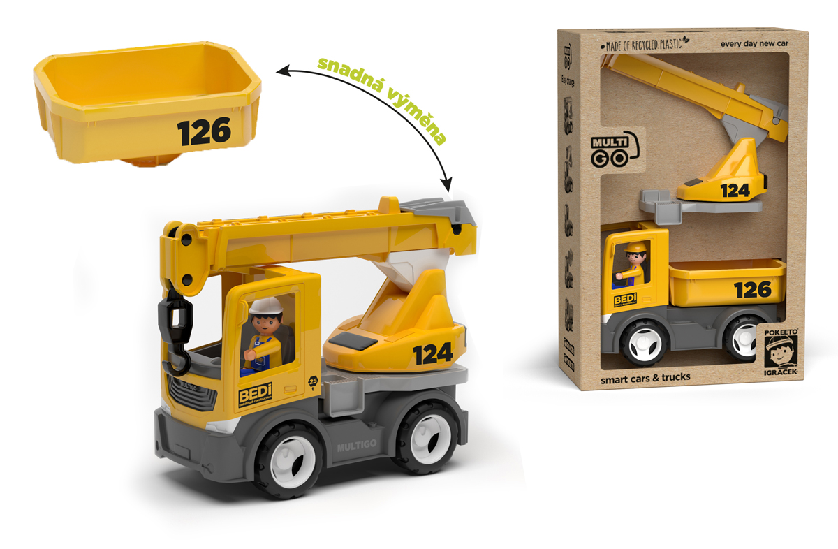 ECO MultiGO Build 2+1 - Igráček stavbař, auto, jeřáb, valník