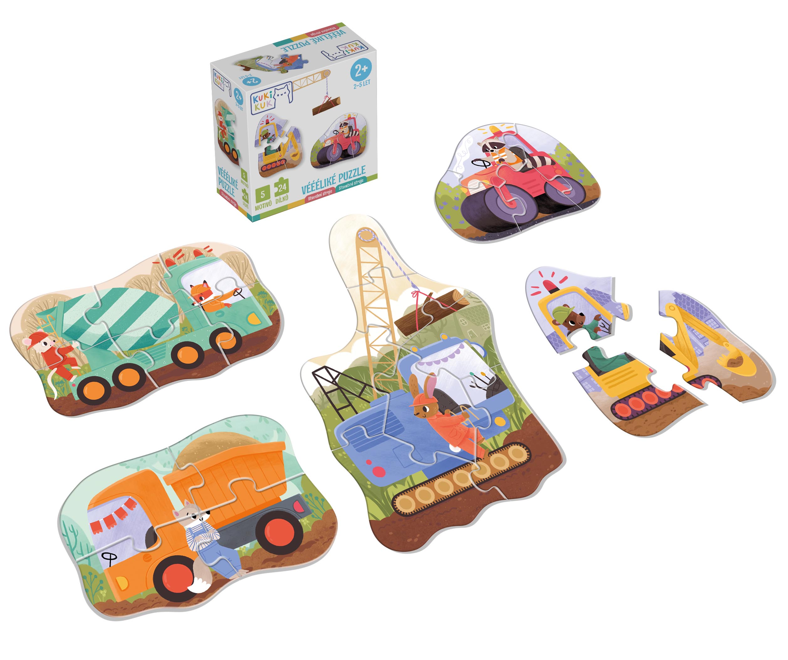 KukiKuk – Véééliké puzzle Stavební stroje