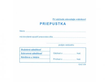 Priepustka A7 100list