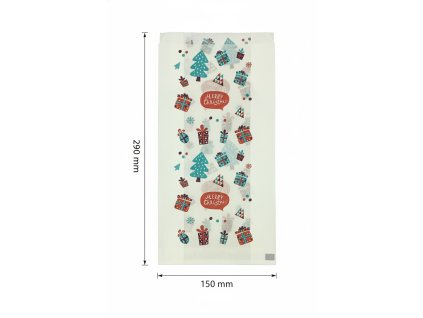 Papierove vrecko biele 150x65x290mm 1,5kg Merry Christmas stastne vianoce (1000ks)