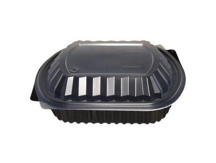 Menu miska PP 240x208x70mm 1B set cierna + trnasparentne viecko (200ks)