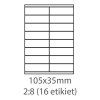 Samolepiace etikety 105x35mm biele 16ks/A4(100ks)