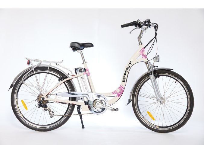 Elektrokolo Spirit CITY2, 26", bílá-flower /250W, 36V/20 Ah