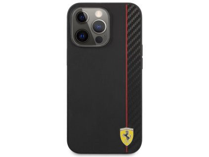 Kryt na mobil Ferrari Smooth and Carbon Effect na Apple iPhone 13 Pro Max - černý