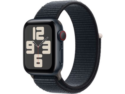 Chytré hodinky Apple Watch SE 2023 GPS + Cellular 44mm pouzdro z temně inkoustového hliníku - temně inkoustový provlékací sportovní řemínek