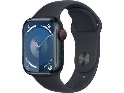 Chytré hodinky Apple Watch Series 9 GPS + Cellular 41mm pouzdro z temně inkoustového hliníku - S/M temně inkoustový sportovní řemínek
