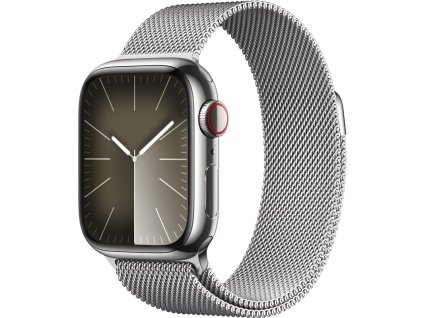 Chytré hodinky Apple Watch Series 9 GPS + Cellular 45mm pouzdro ze stříbrné nerezové oceli - stříbrný milánský tah