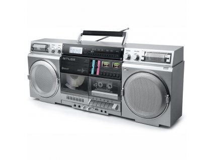 Radiomagnetofon CD MUSE M-380GBS, stříbrný, retro