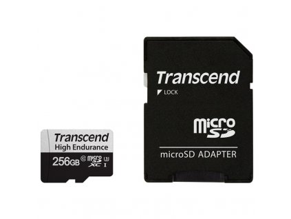 Paměťová karta Transcend MicroSDXC High Endurance 256GB UHS-I U1 (95R/45W) + adaptér