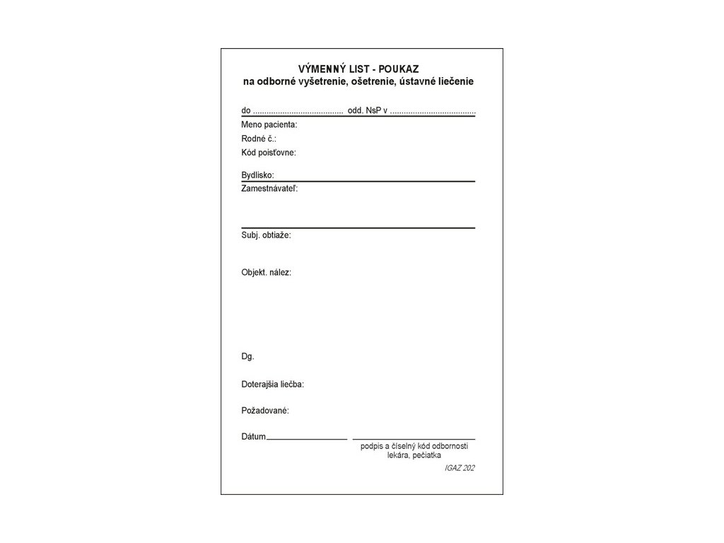 Výmenný list - poukaz A6 100list, IGAZ 202