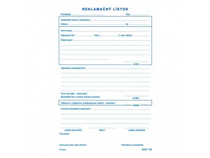 reklamacny listok a5 samopr 135 php