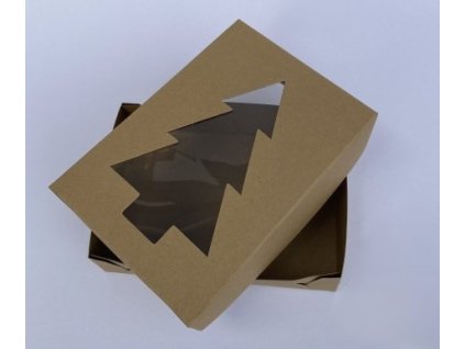 Krabička s okienkom 20x14x5,5cm - hnedá, STROMČEK