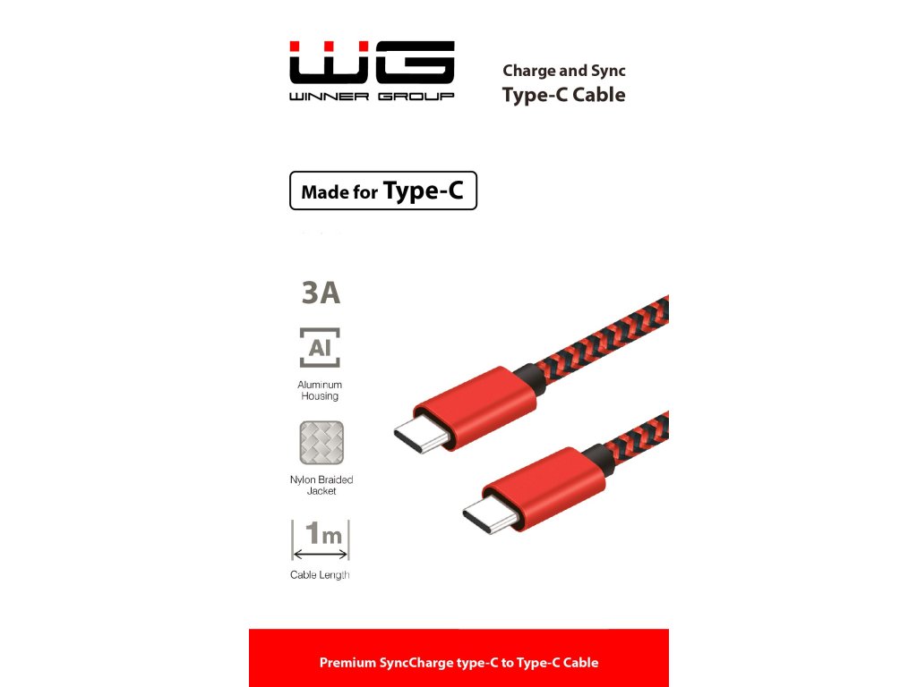 Datový kabel Type-C/Type-C (1m) (3A) (Červený)