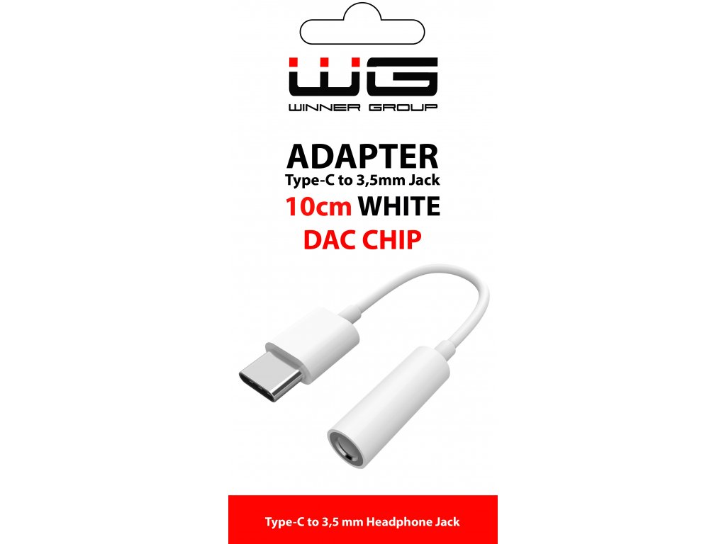 Adaptér Type C + 3,5mm jack-DAC chip (Bílý)