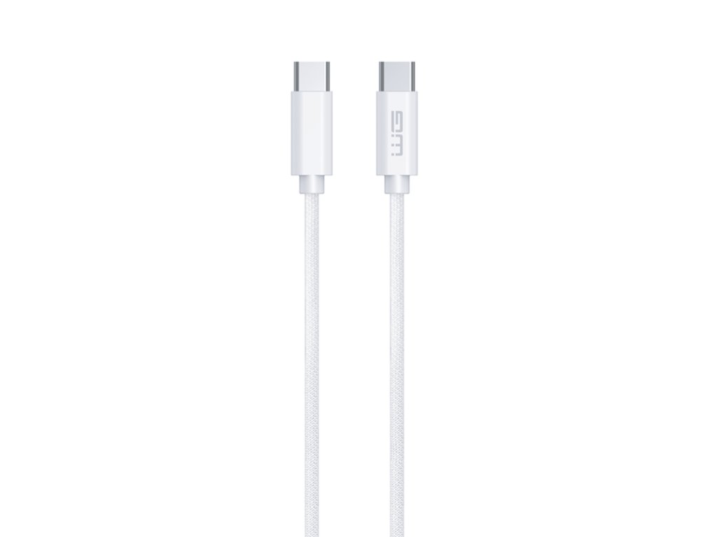 Datový kabel Type-C (male) to Type-C (male)/cotton braided/eco cable/bílý/1m/3A