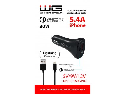 DUAL USB Charger 3,1A + MFI APPLE Cable