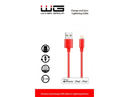 Datový kabel MFI Lightning (1m) (Červený)