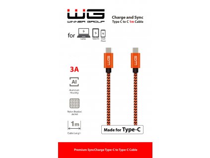 Datový kabel Type C-Type C 3A - (1m) (Oranžovo-černý)