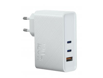 Síťová nabíječka 3xUSB (1xUSB-A+2xUSB-C) - GAN (120W) (Bílá)