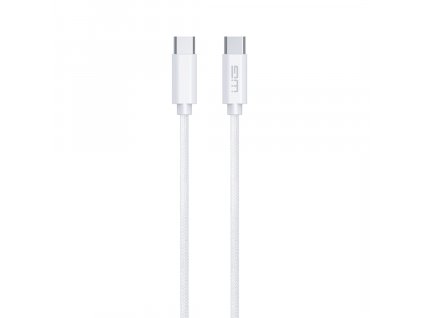 Datový kabel Type-C (male) to Type-C (male)/cotton braided/eco cable/bílý/1m/3A