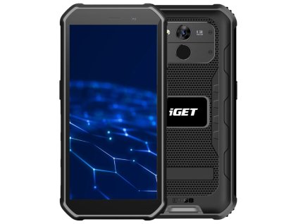 iGET T1 6 + 128 Black - odolný mobilní telefon
