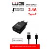 Síťová nabíječka 2xUSB (2,4A)-Smart IC (Type-C cable) (Černá)