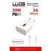 Síťová nabíječka 1xUSB-C-PD 20W nylon cable type C-Lightning MFI (Bílá)