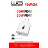 Síťová nabíječka 2xUSB-C 40W/USB-C PD20W+USB-C PD20W (Bez kabelu) (Bílá)