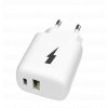 Síťová nabíječka 2xUSB/30W USB-C PD3.0/PPS/QC4+ 18W USB-A/bílá/C to C 3A 1M kabel