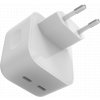 Síťová nabíječka 2xUSB-C 35W/bez kabelu/bílá