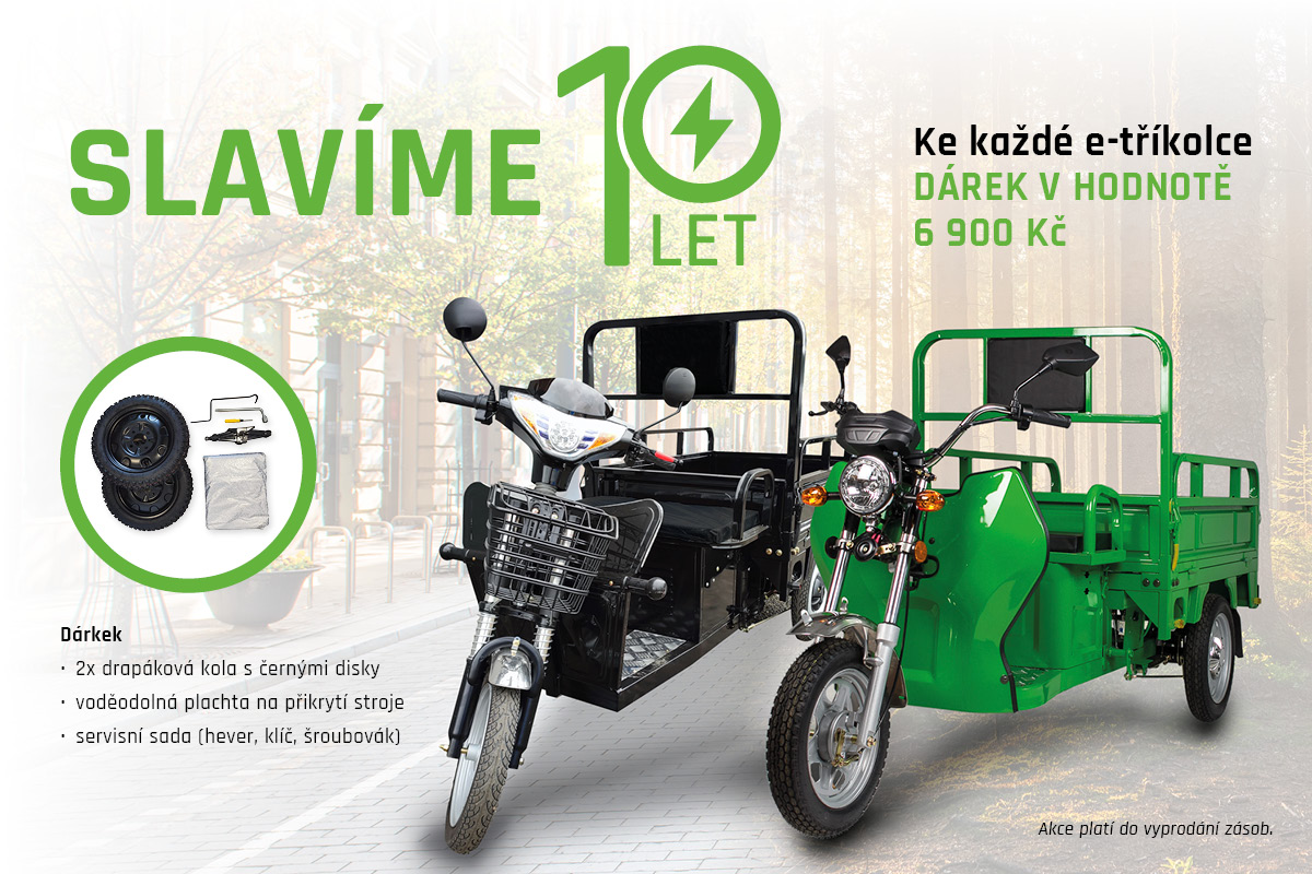 SLAVÍME 10 LET: ke každé e-tříkolce dáváme dárek v hodnotě 6 900 Kč