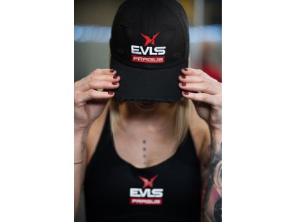 Čepice destroyed black s výšivkou EVLS