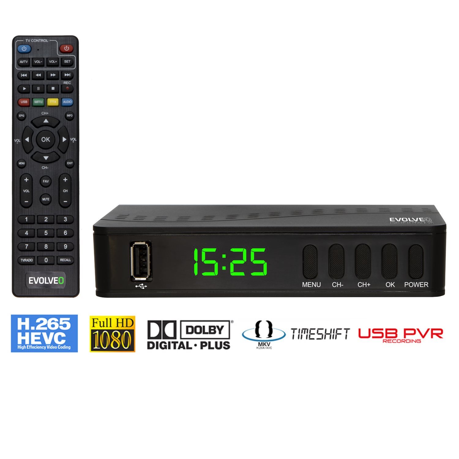 EVOLVEO Alpha T2, HD DVB-T2 H.265/HEVC Recorder