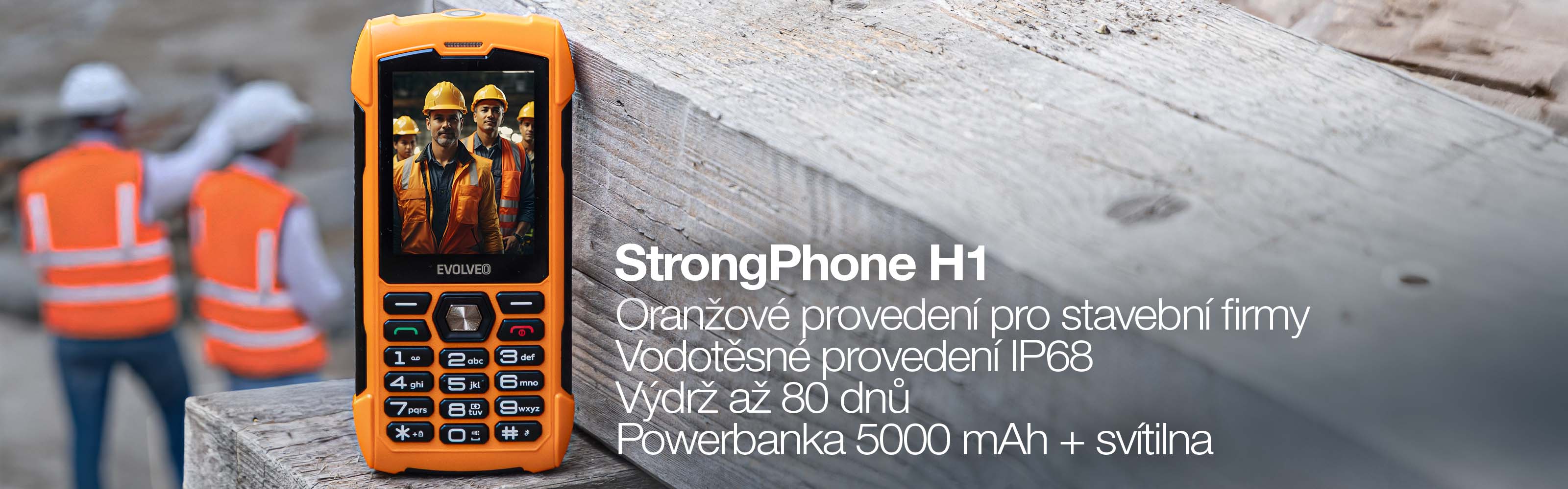 EVOLVEO StrongPhone H1, vodotěsný odolný Dual SIM telefon, oranžový