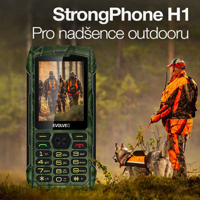 EVOLVEO StrongPhone H1, vodotěsný odolný Dual SIM telefon, lovecká kamufláž