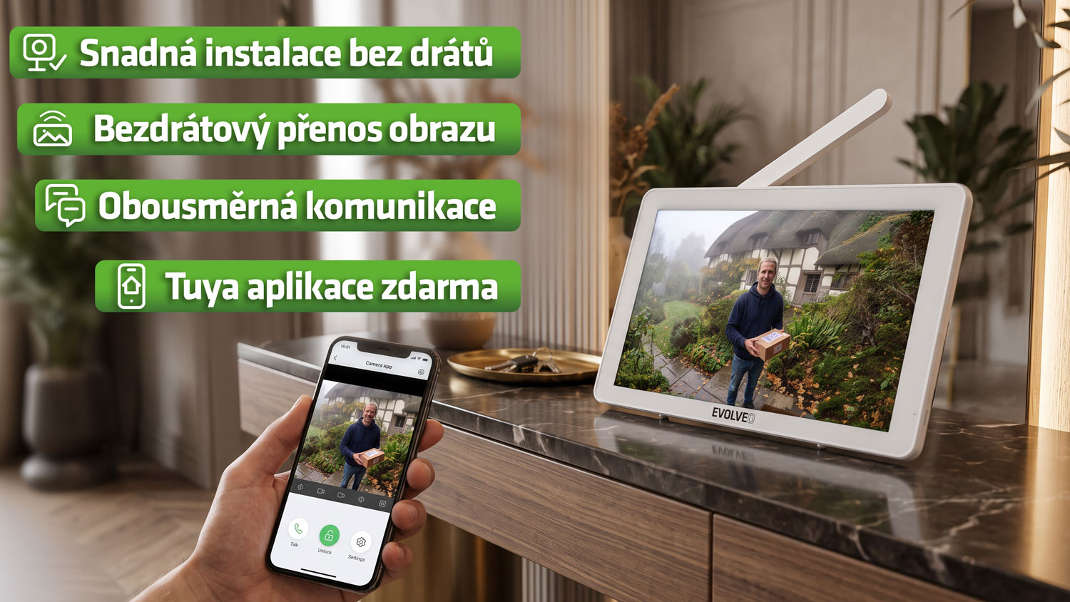 DoorPhone W8: bezdrátová instalace, přenos obrazu, obousměrná komunikace a aplikace Tuya