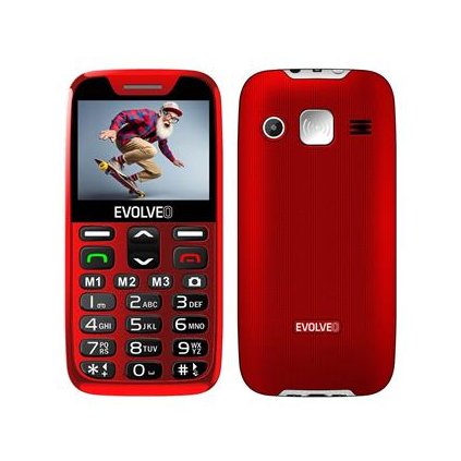 !ROZBALENO! EVOLVEO EasyPhone XR, mobilní telefon pro seniory s nabíjecím stojánkem, červená