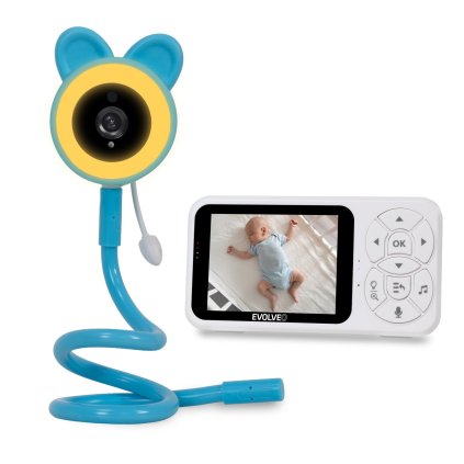 EVOLVEO Baby Monitor N35 – dětská chůvička s kamerou, VOX, teploměr, noční vidění, RGB světlo Modrá