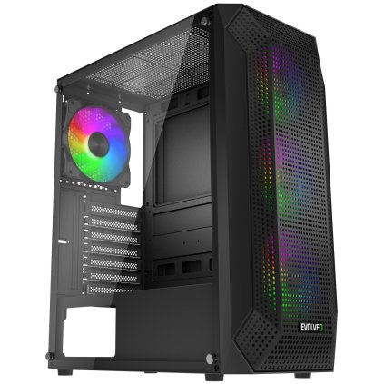 EVOLVEO Xenon, skříň ATX, 4x ARGB ventilátor 120mm, přední panel airflow mesh, černá