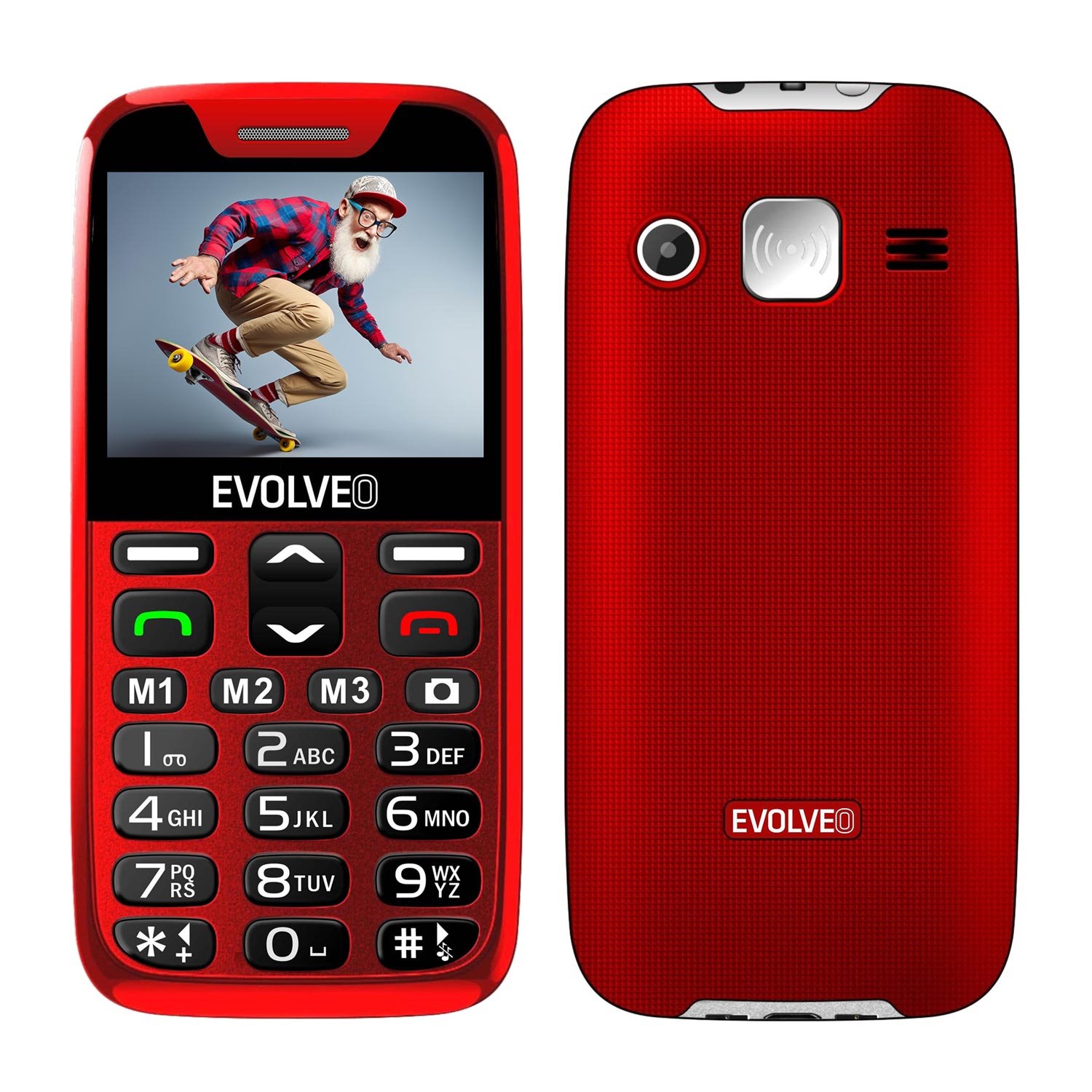 Levně EVOLVEO EasyPhone XD, mobilní telefon pro seniory s nabíjecím stojánkem (červená barva)