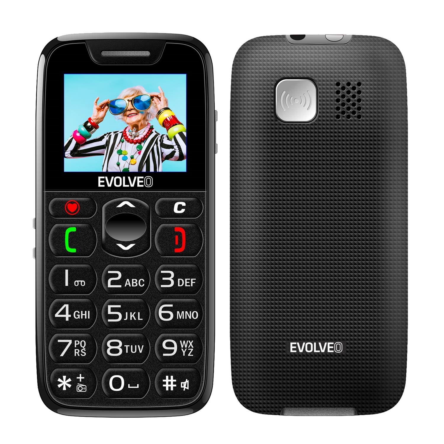 Levně EVOLVEO EasyPhone, mobilní telefon pro seniory s nabíjecím stojánkem (černá barva)