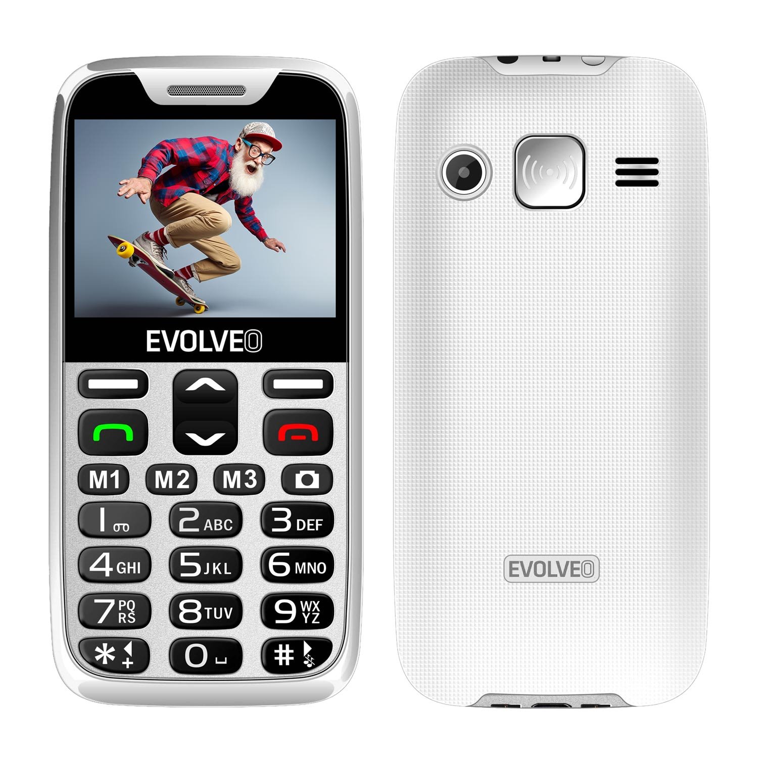 Levně EVOLVEO EasyPhone XD, mobilní telefon pro seniory s nabíjecím stojánkem (bílá barva)