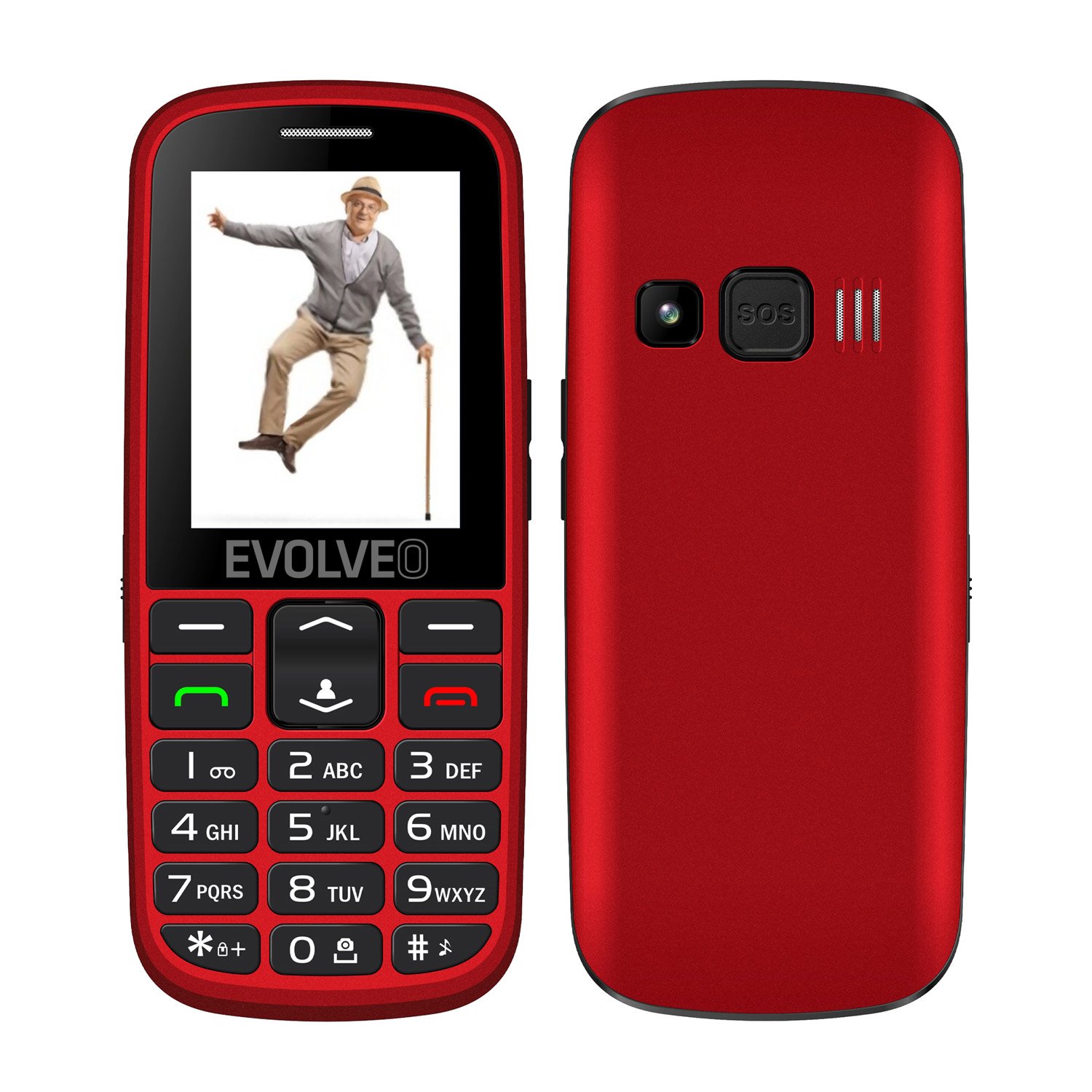 Levně EVOLVEO EasyPhone EG, mobilní telefon pro seniory s nabíjecím stojánkem (červená barva)