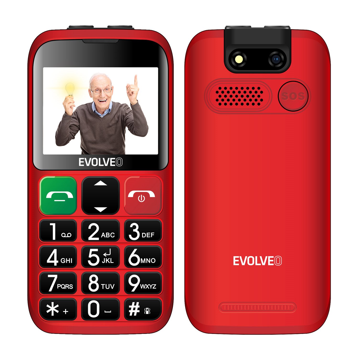 Levně EVOLVEO EasyPhone EB, mobilní telefon pro seniory s nabíjecím stojánkem (červená barva)