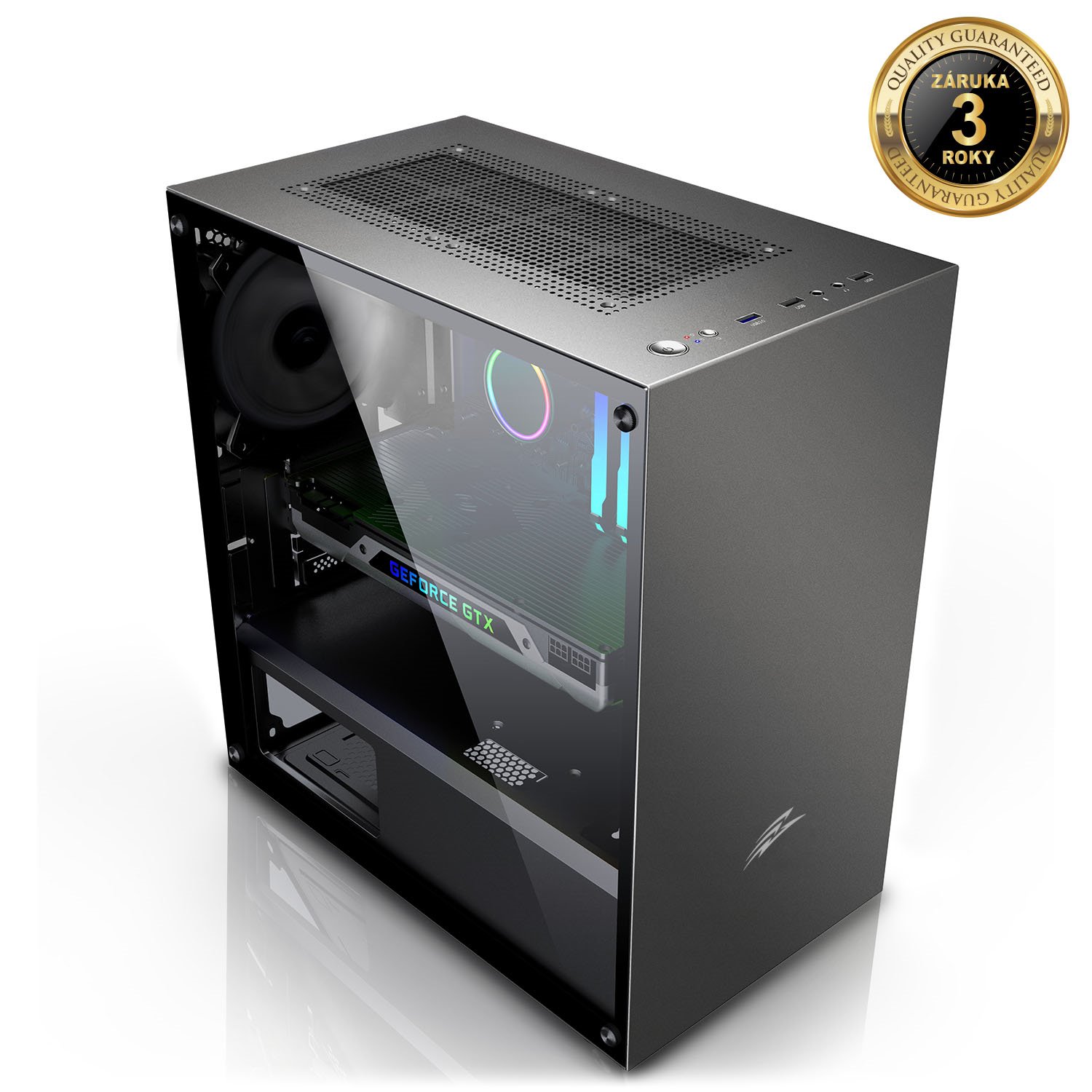 EVOLVEO M4, skříň mATX, 1x 120 mm ventilátor, sklo