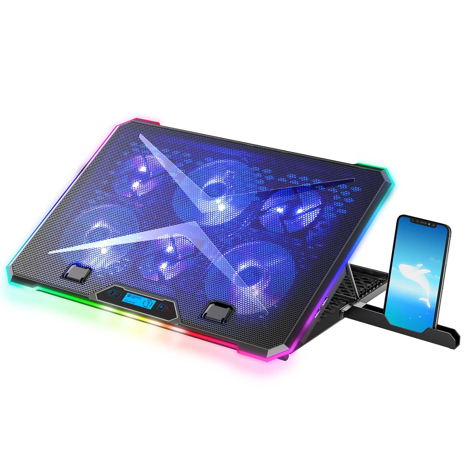 Levně EVOLVEO Ania 9 RGB, nastavitelný podstavec pro notebook